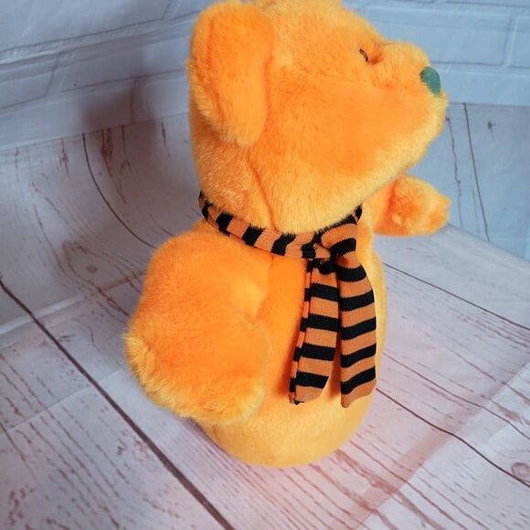 TY 2007 Beanie Baby Shivers the Ghost Orange Bear Plush 10" Stuffed Green Nose - Picture 3 of 7